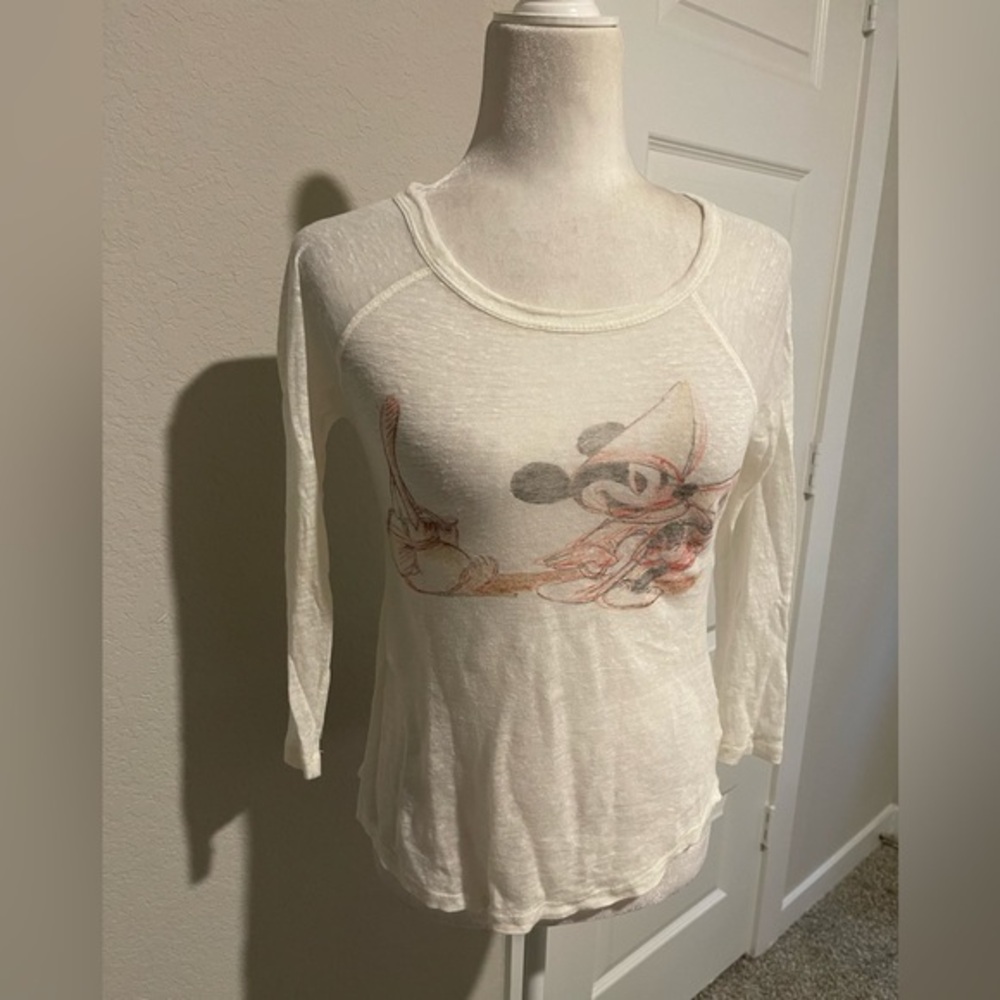 Rare Disney Patterson J Kincaid linen Mickey top